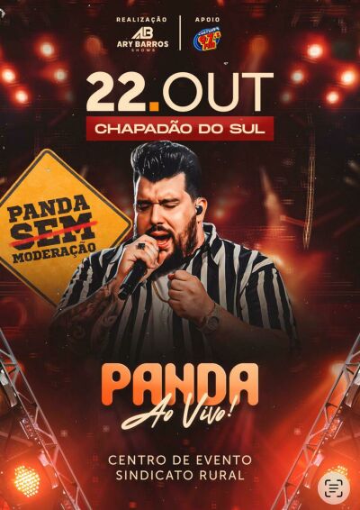 Imagem da notícia Ary Barros apresenta em Chapadão do Sul o show explosivo de Panda Sem Moderação no Centro de Eventos do Sindicato Rural